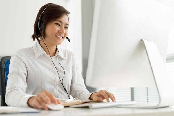 woman wearing a headset