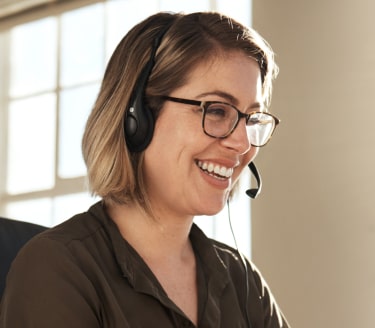 female receptionist with headset