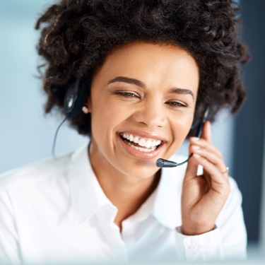 Curly haired female virtual receptionist