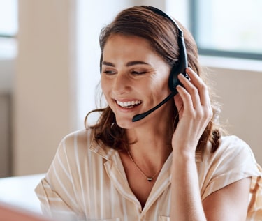 dark haired receptionist with headset